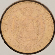Kultaraha, Espanja 20 peseta 1887(1962)
