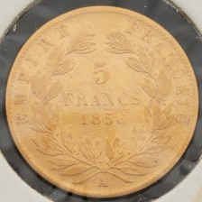Kultaraha, Ranska 5 francs 1856 A