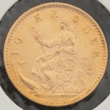 Kultaraha, Tanska 10 kruunua 1890