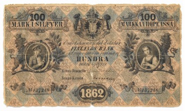 Seteli, Suomi 100 markkaa 1862