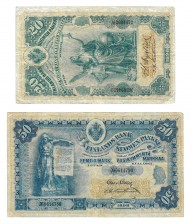 Seteleitä, 2 kpl, Suomi 20 ja 50 markkaa 1898