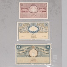 Seteleitä, 3 kpl, Suomi 10mk, 20 mk ja 50 mk 1918