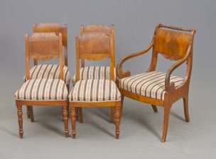 Nojatuoli ja tuoleja, 4 kpl