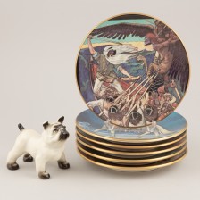 Kalevala lautasia, 6 kpl ja figuriini