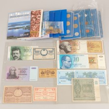 Erä seteleitä ja rahasarjoja