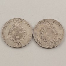 Hopearahoja, 2 kpl, Ruotsi 1 Riksdaler 1782 & 1 Riksdaler 1776