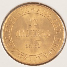 Kultaraha, Suomi 10 mk 1881
