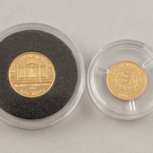 Kultarahoja, 2 kpl, Itävalta 10 € 2002 ja Viro 15,65 krooni 1999