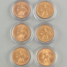 Guldmynt, 6 st Ryssland 10 rubel (chervonets) 1975-79