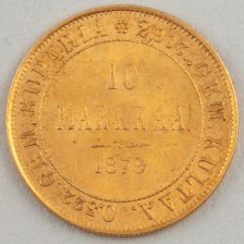 Gold coin, Finland 10 mk 1879