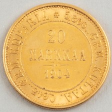 Gold coin, Finland 20 mk 1904